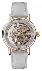 Ingersoll 1892 I00404 Ladies The Herald Movement Automatic Case Stainless Steel Dial Skeleton Strap Leather White
