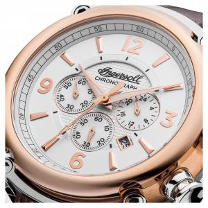 Ingersoll 1892 I01203 Mens The Michigan Movement Quartz Case Stainless Steel Dial White Strap Leather Brown Matt