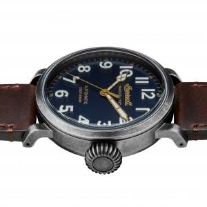 Ingersoll DISCOVERY I04803 Mens The Linden Movement Automatic Case Stainless Steel Dial Blue Strap Leather Brown Matt